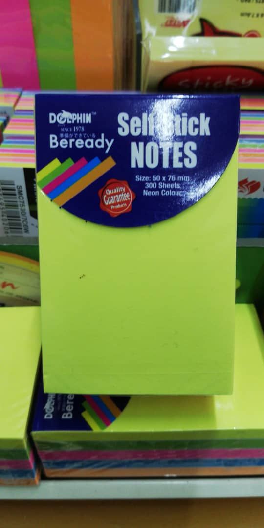 Dolphin Self sticky notes, size 50 x 76 mm, 300sheets, neon colour