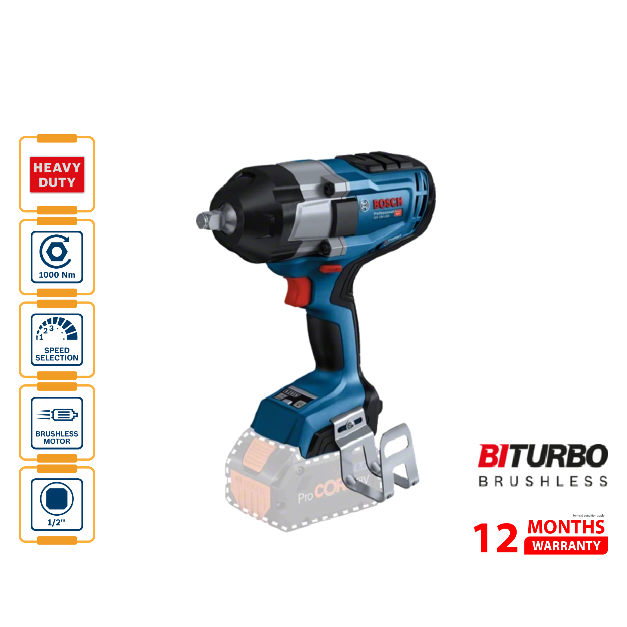 BOSCH GDS 18V-1000 Cordless Impact Wrench (Solo) 鈥�06019J83L1
