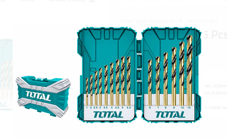 TOTAL 15PCS HSS DRILL BITS SET TACSDL51501