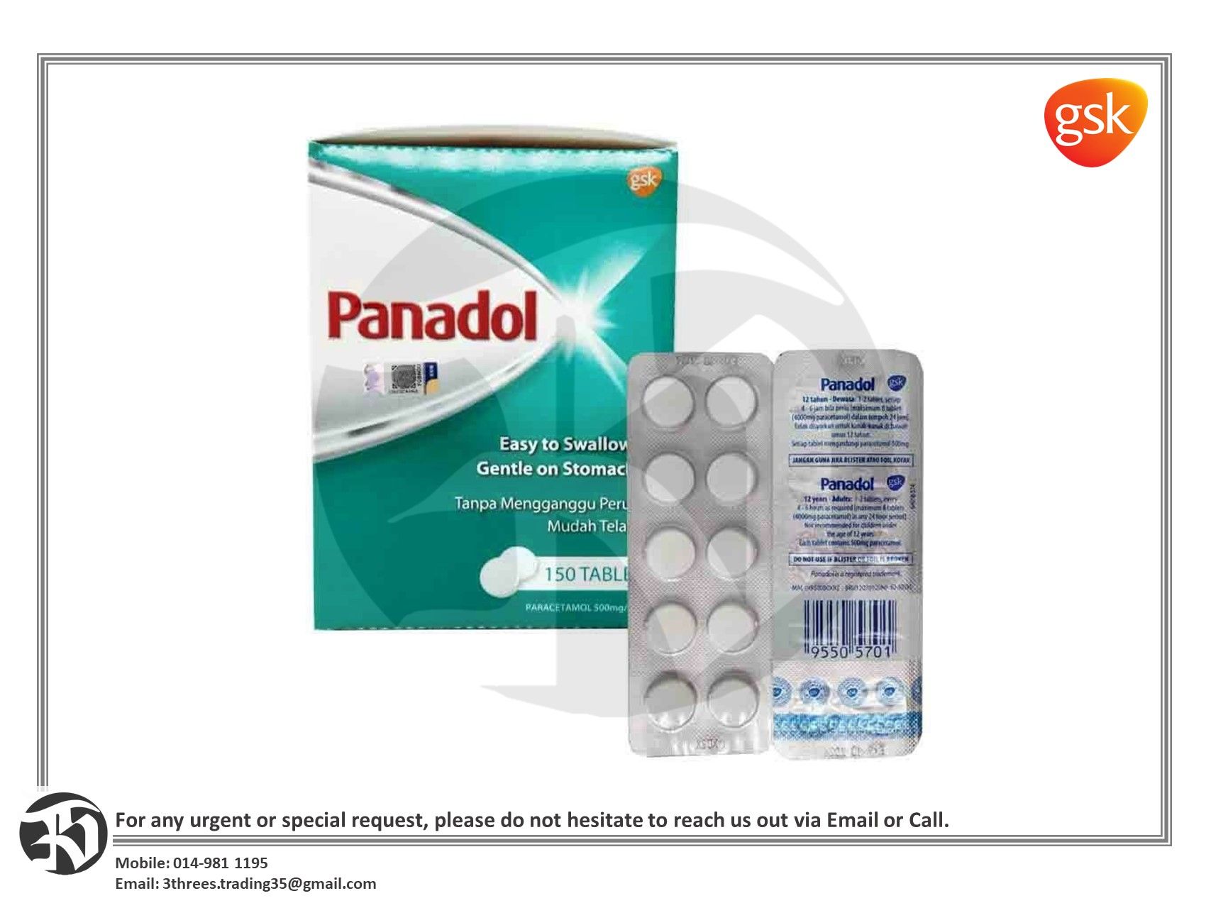 Panadol Regular 500mg (15 x 10s)