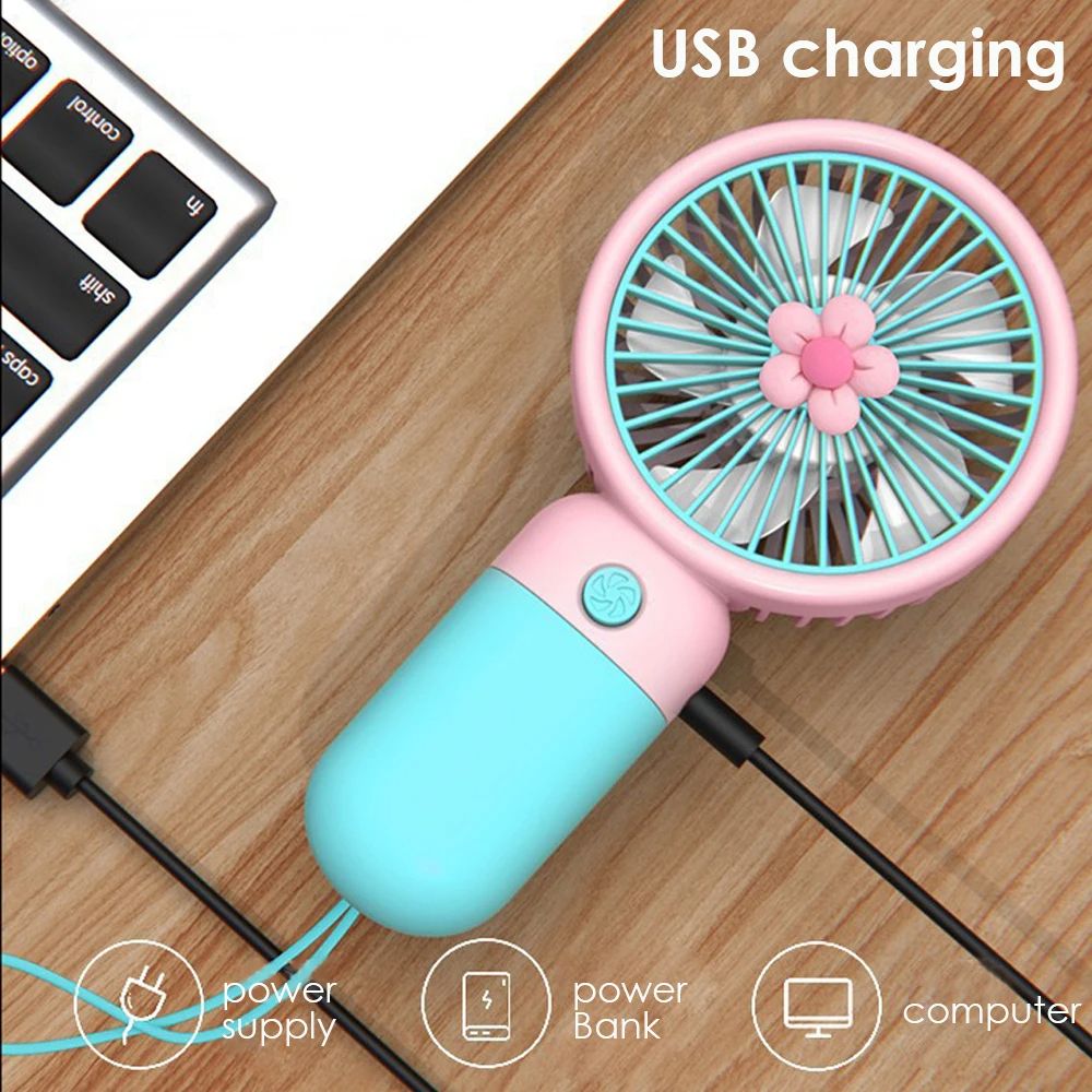 Portable Hand Table Mini Clip Fan USB Charge Battery Desk flower fan Cooling Small Kipas Mini kipas kecil bunga