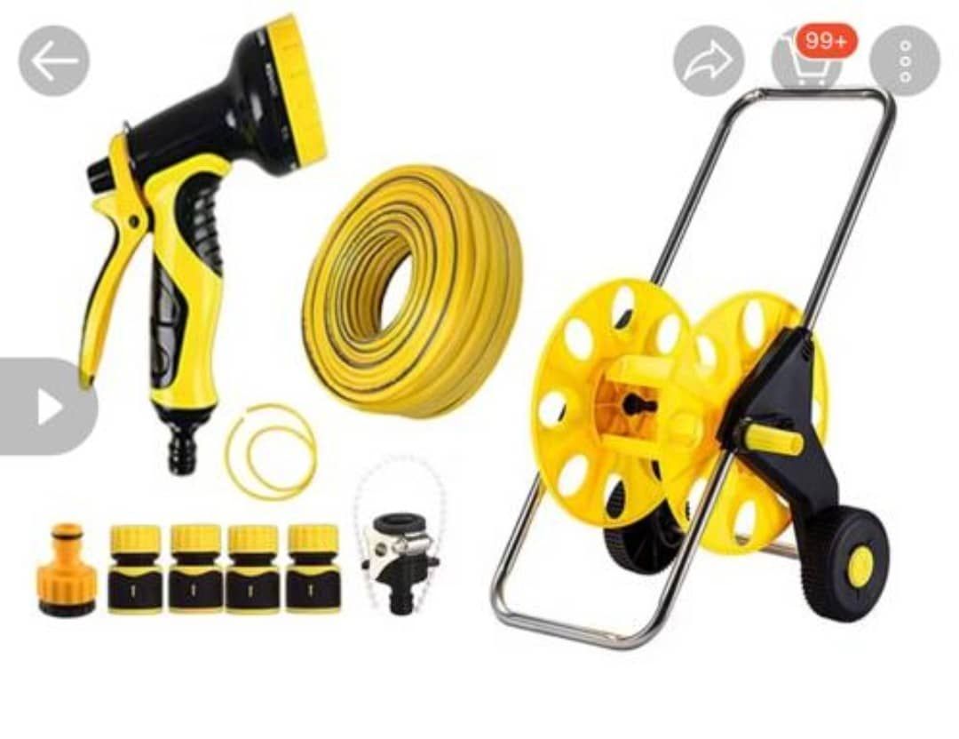 50M heavy duty hose reel set ( trolley type/ water pipe holder multi function
