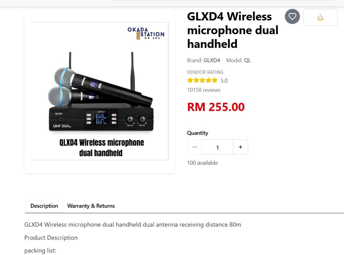 GLXD4 / QLXD4 Dual Handheld Wireless Microphone System.