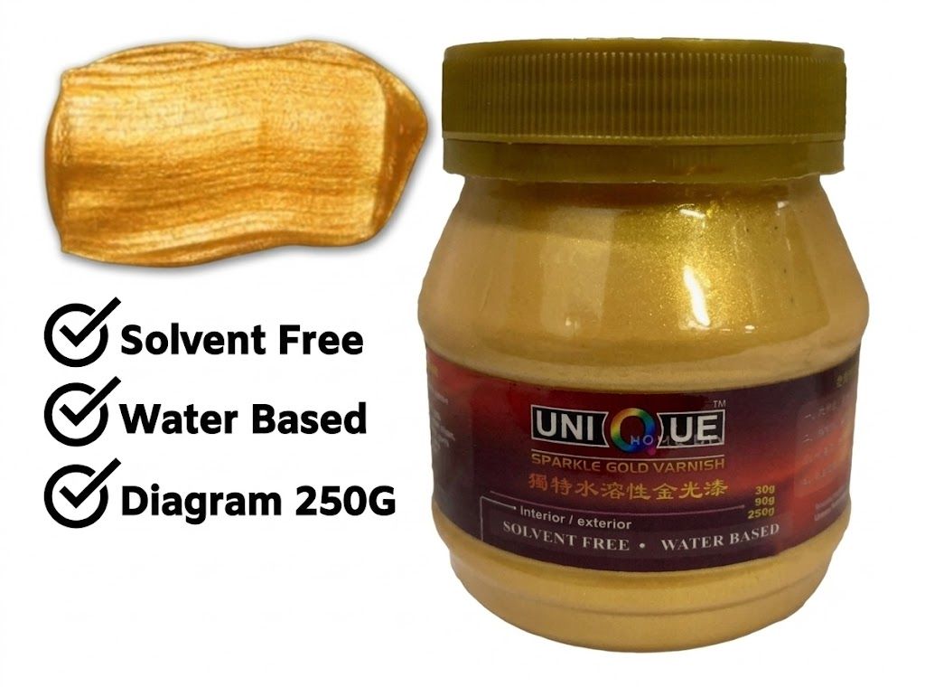 SYK Unique Sparkle Gold Varnish Paint (250g) Home DIY Painting Gloss Paint For Metal Wall Cat Warna Emas Gold 金色漆