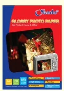 OKADA A4 Glossy Photo Paper 180gms /Okada /Glossy Photo Paper /Photo Paper /180gms /A4 Size Glossy Photo Paper /Okada A4 Glossy Photo Paper