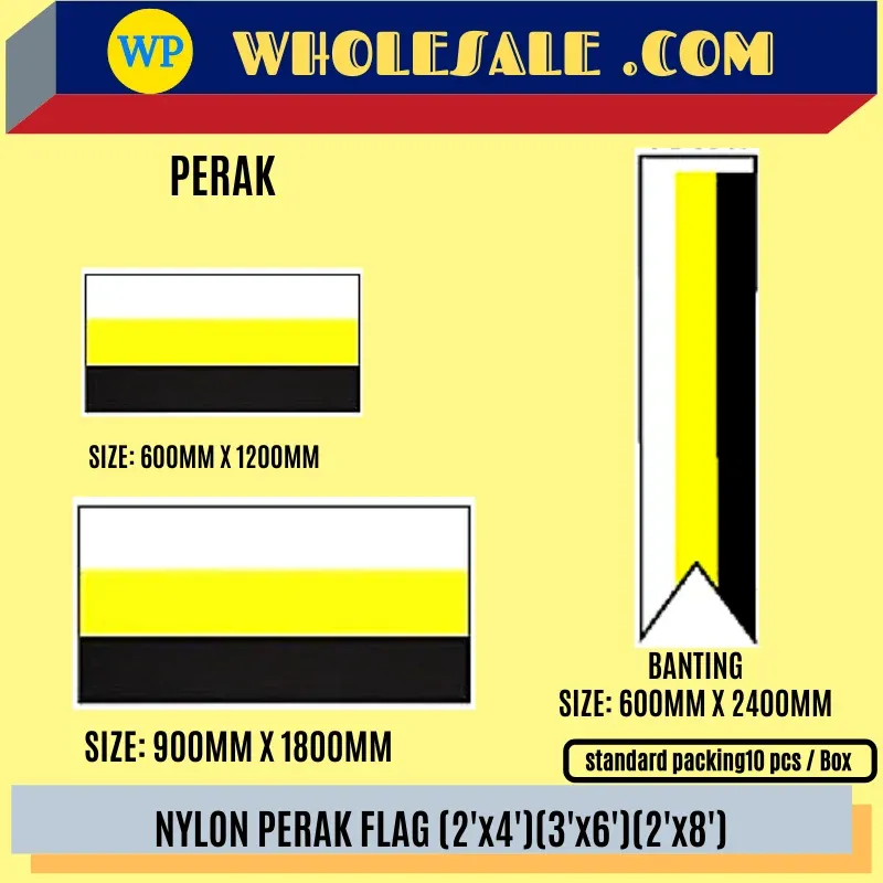 Perak Flag / Flag / Perak State Flag / Nylon / 2'x4' / 3'x6' / 2'x8' / F15170 / F15210-PK / F15232-PK / Bendera Perak / Bendera