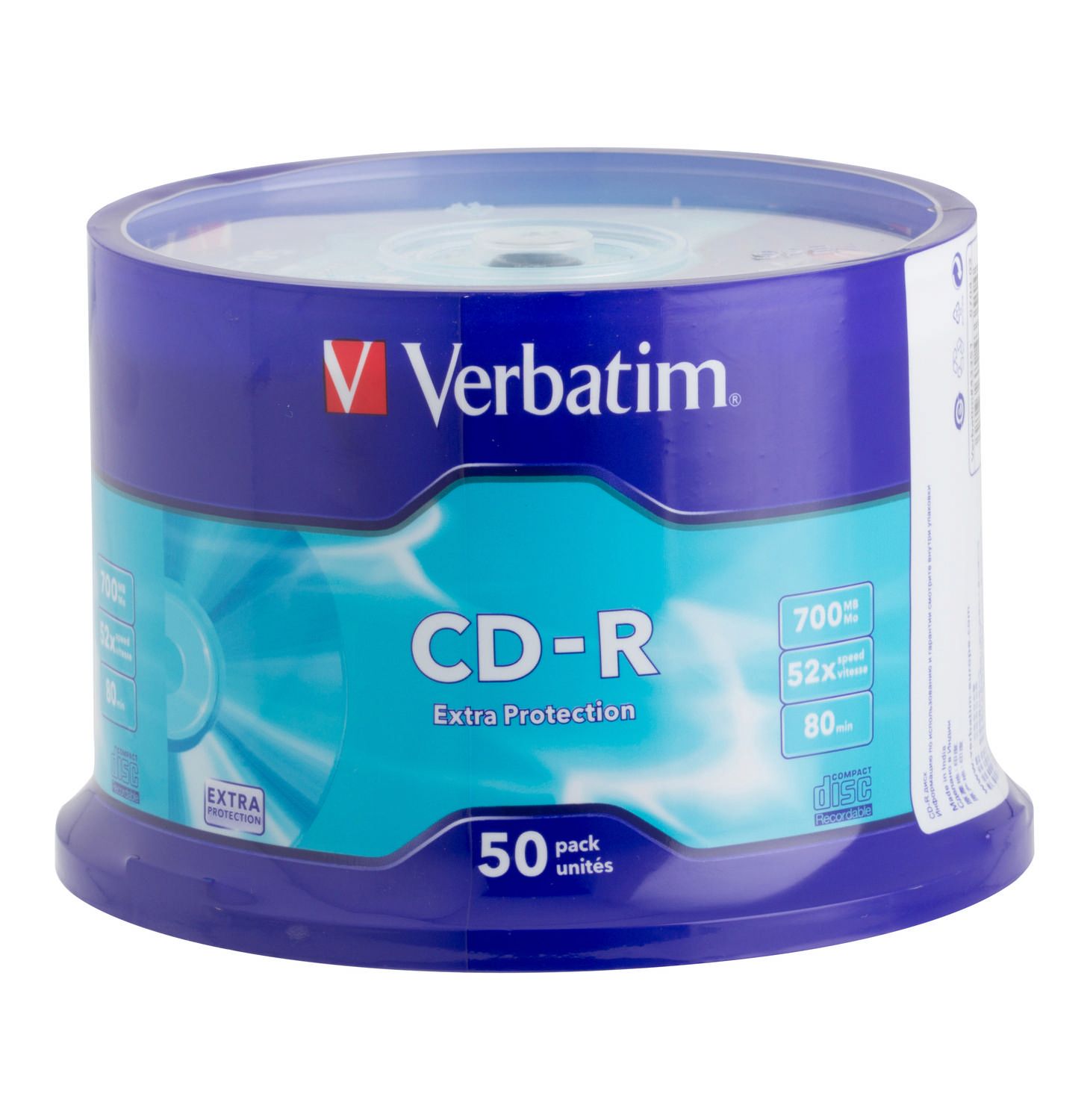 VERBATIM CD-R 700mb 52X x 50pcs SHRINK(43787)