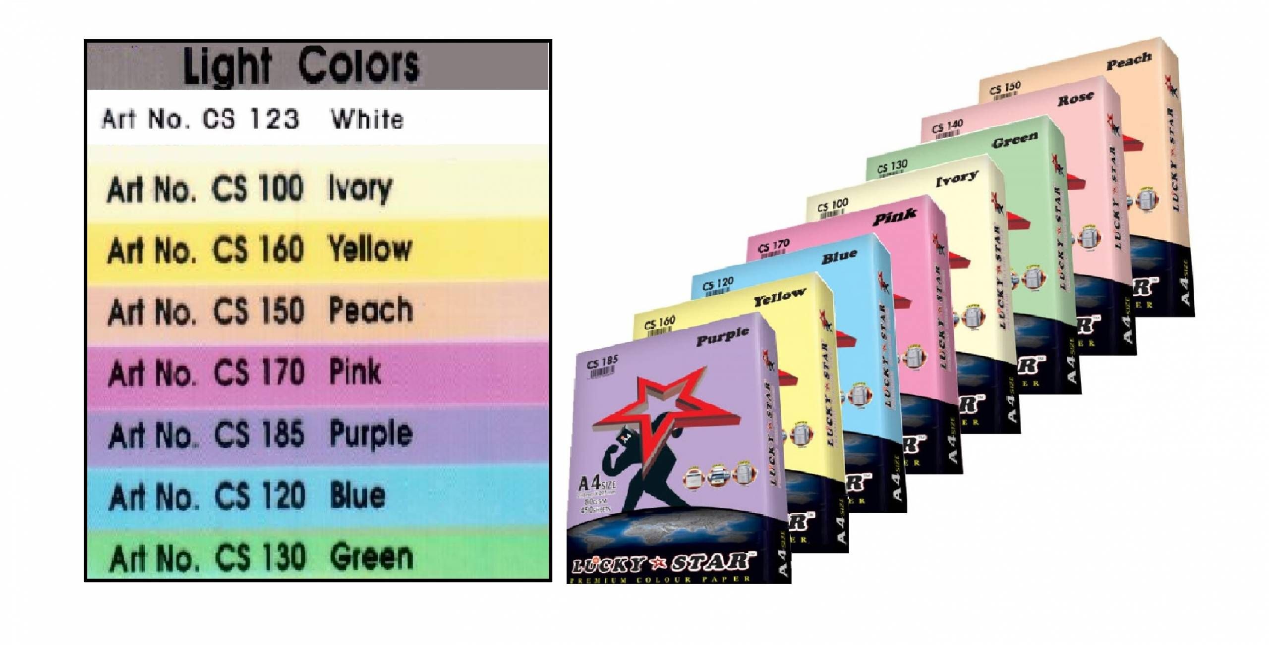 Lucky Star A4 Color Paper 80gsm 450's