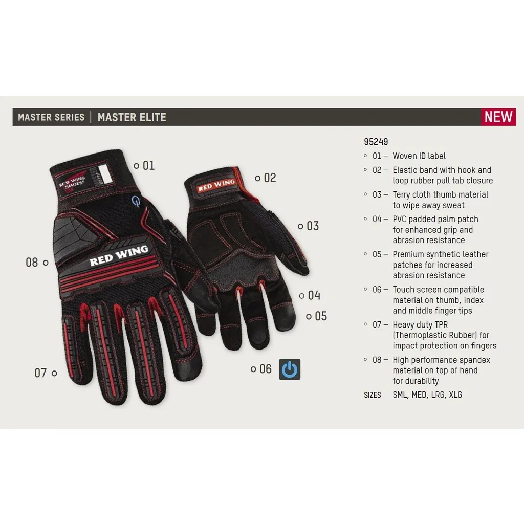 RED WING 95249 MASTER ELITE WORKING GLOVE, SAFETY WORKING GLOVE (M , L & XL)