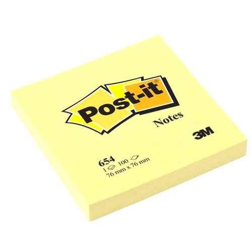 3M POST IT NOTE 654 (3" x 3") YELLOW