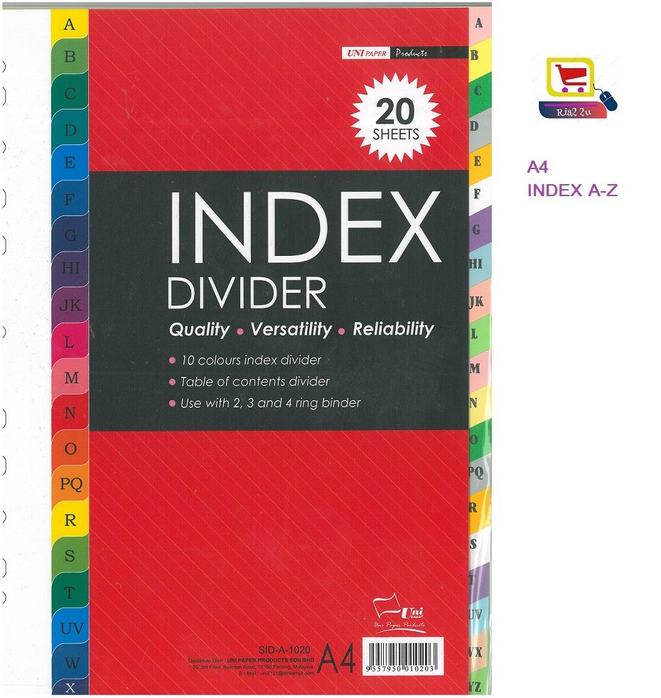Index Divider A-Z / Paper Index / Index Divider A-Z / Index RTSB