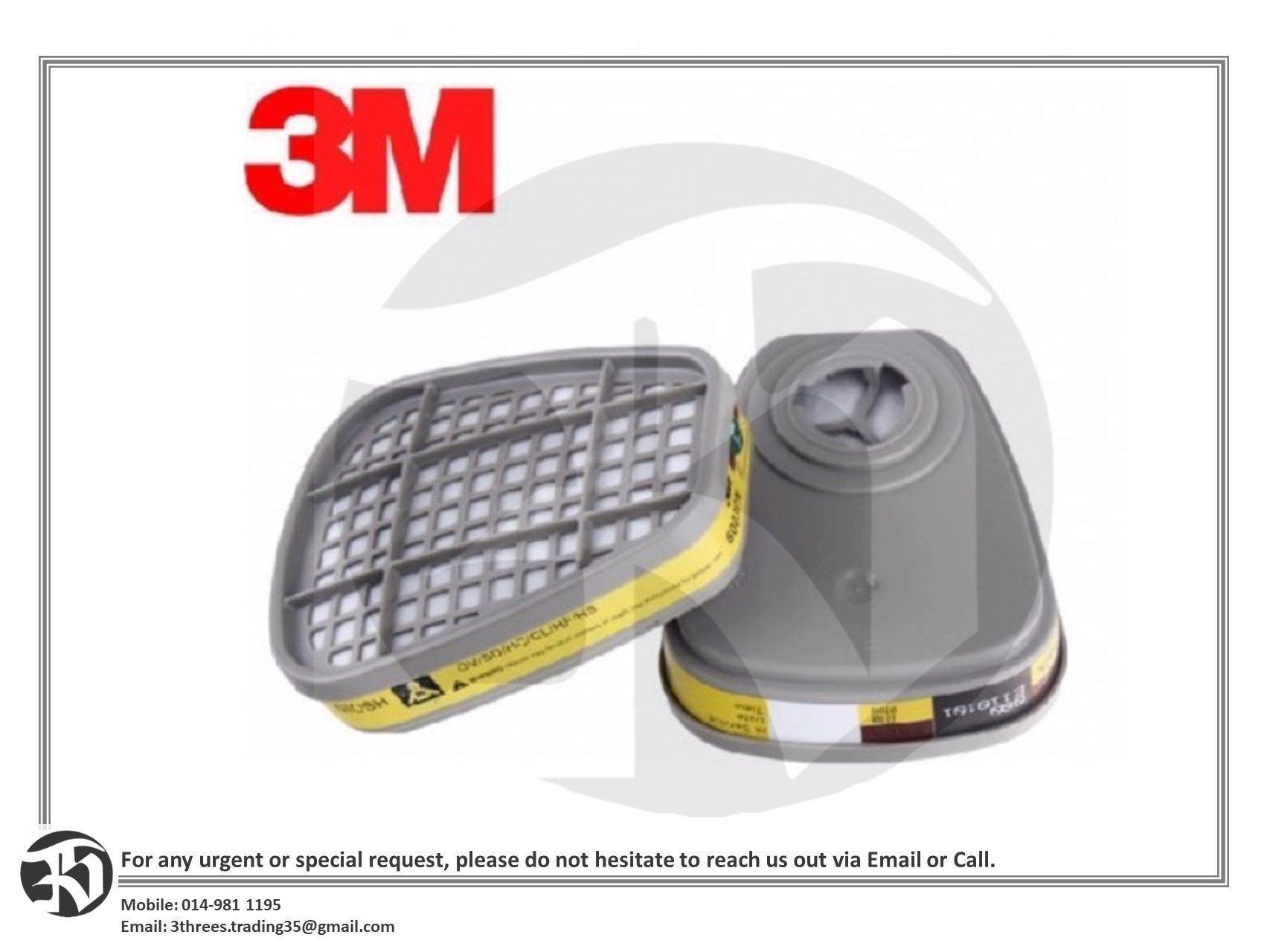 3M 6003 Organic Vapors / Acid Gas Cartridge Mask Filter -2 pcs (1 pair)