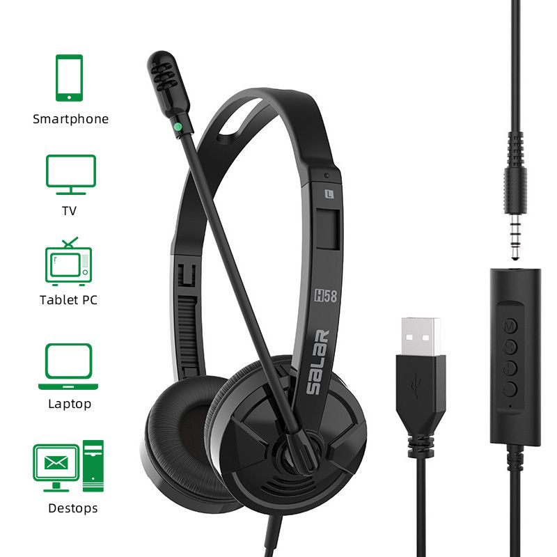Wired Business Headphones USB Jack Headset