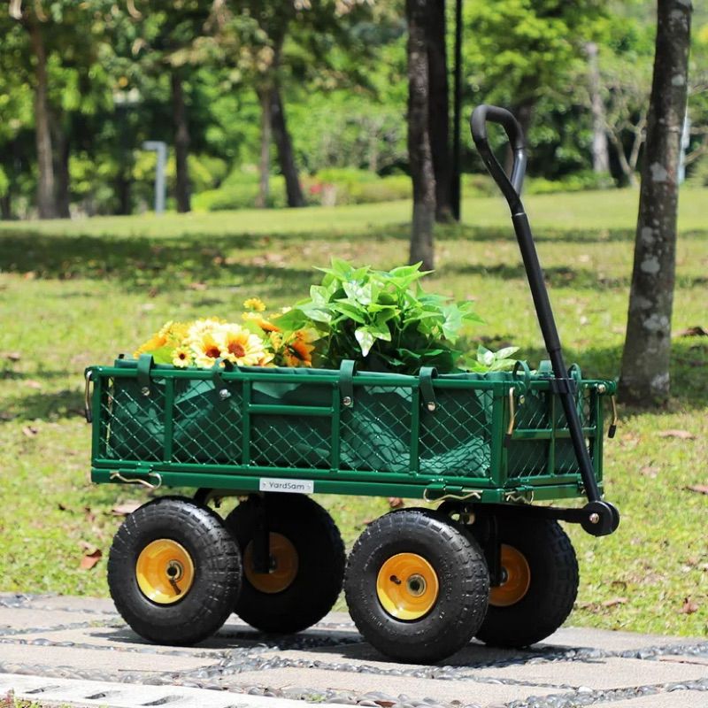 Garden Wagon Utility Cart Heavy Duty with Foldable Sides