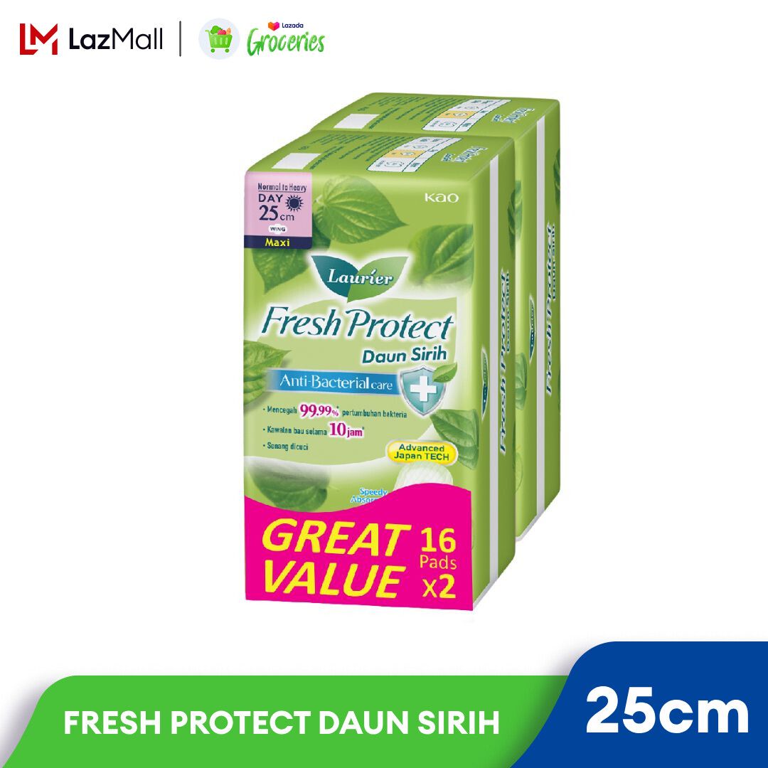 Loose 1 Pack x 2 Pack x 16pcs Laurier Fresh Protect Twinpack Daun Sirih Maxi Long Wing