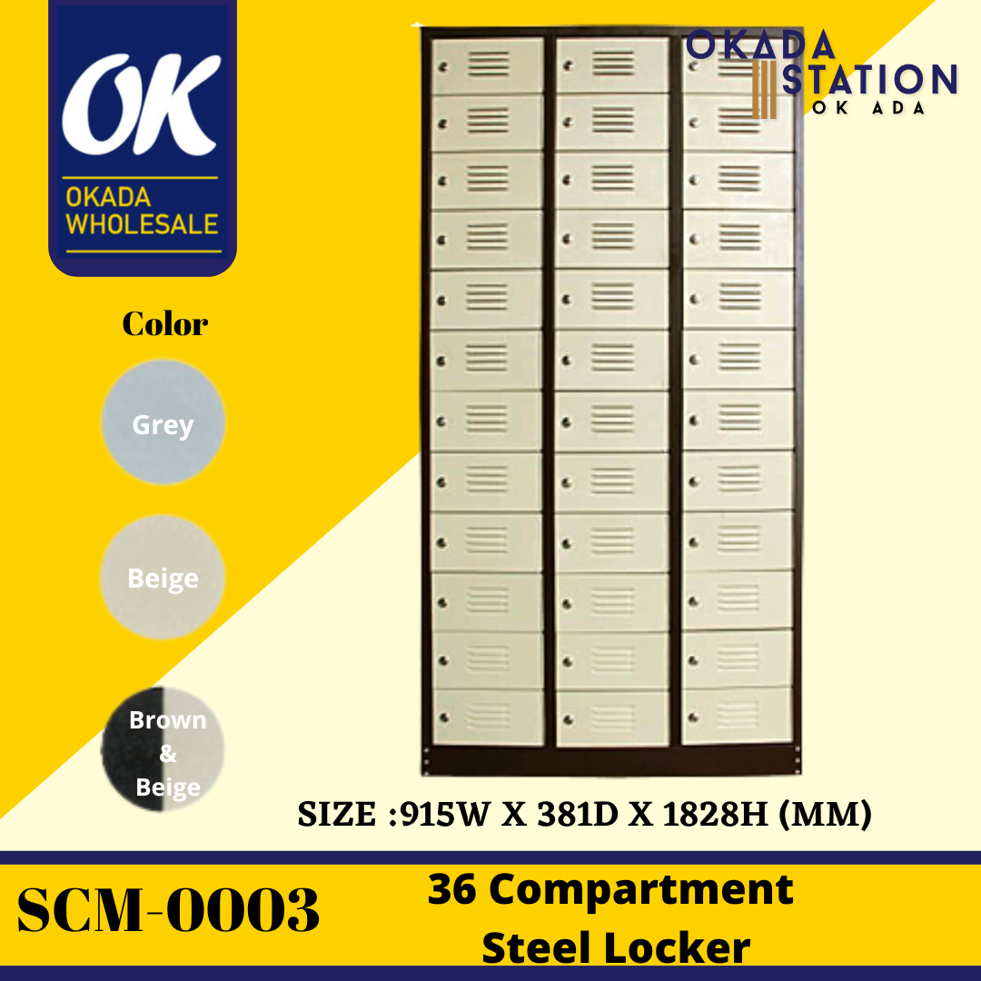 SCM-0003 36 Compartment Steel Locker With Steel Swinging Door (With Camlock) / 36 Compartment Locker / Compartment Locker / Cabinet / Metal Cabinet / 36 Drawer Locker / Steel Locker / 36 Compartment Cabinet