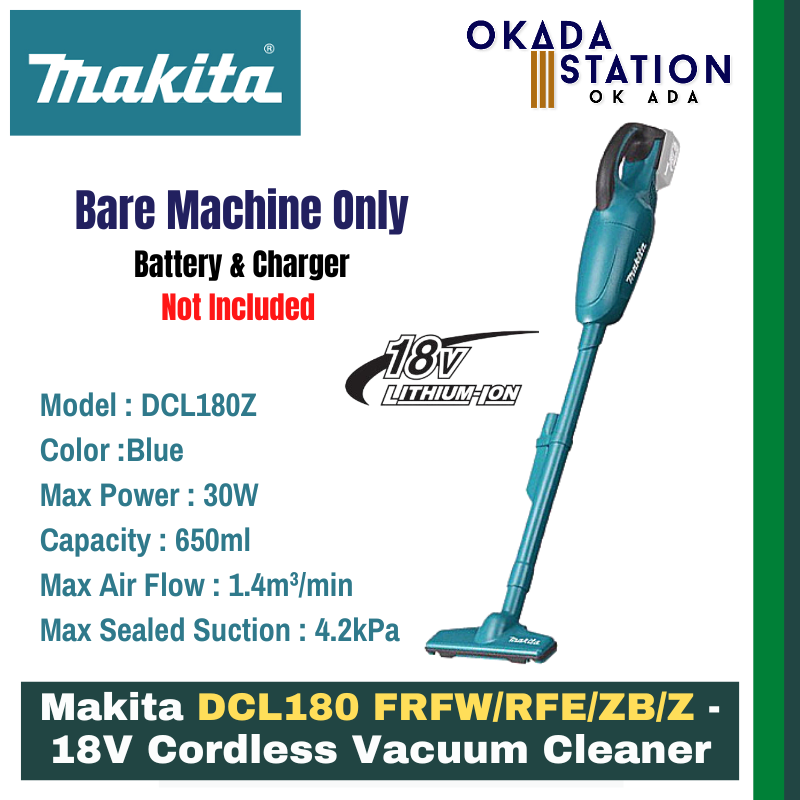 Makita DCL180 FRFW/RFE/ZB/Z - 18V Cordless Vacuum Cleaner / Cordless Vacuum / Vacuum / Vacuum Cleaner / Cordless Cleaning Tool / Bare Machine Only / Combo Set
