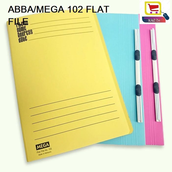 ABBA MEGA Flat File 102 PM 420GSM / 8 sheet card / File Flat / 102 manila file / Plastic Fastener RTSB Pink , Blue , Yellow , Green , Orange , Buff