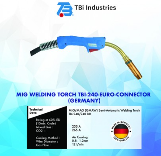 RIGHTWELL MIG WELDING TORCH TBI-240-BLUE-EURO (GERMANY)