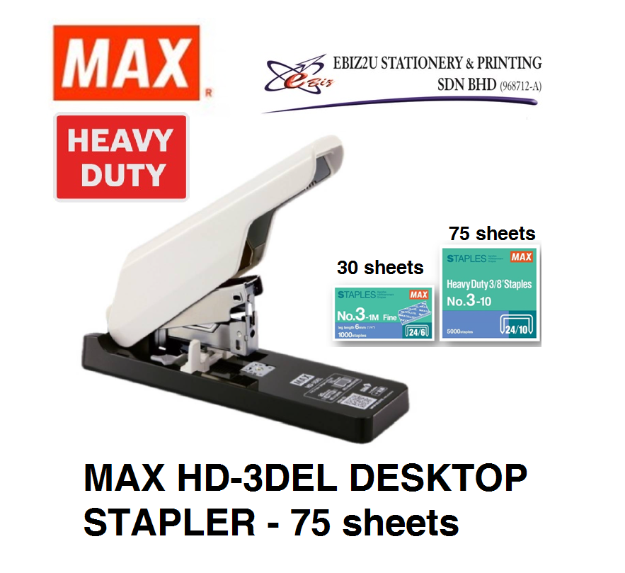 MAX DEKSTOP STAPLER HD-3DEL - 75 sheets (stapler paper,Heavy Duty Stapler) alat pengokot, kawat, stapler paper, Heavy Duty Stapler, Heavy Duty Staplers, Max Stapler