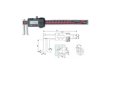 Temo 16-300mm Internal Groove Digital Caliper with Knife Anvil