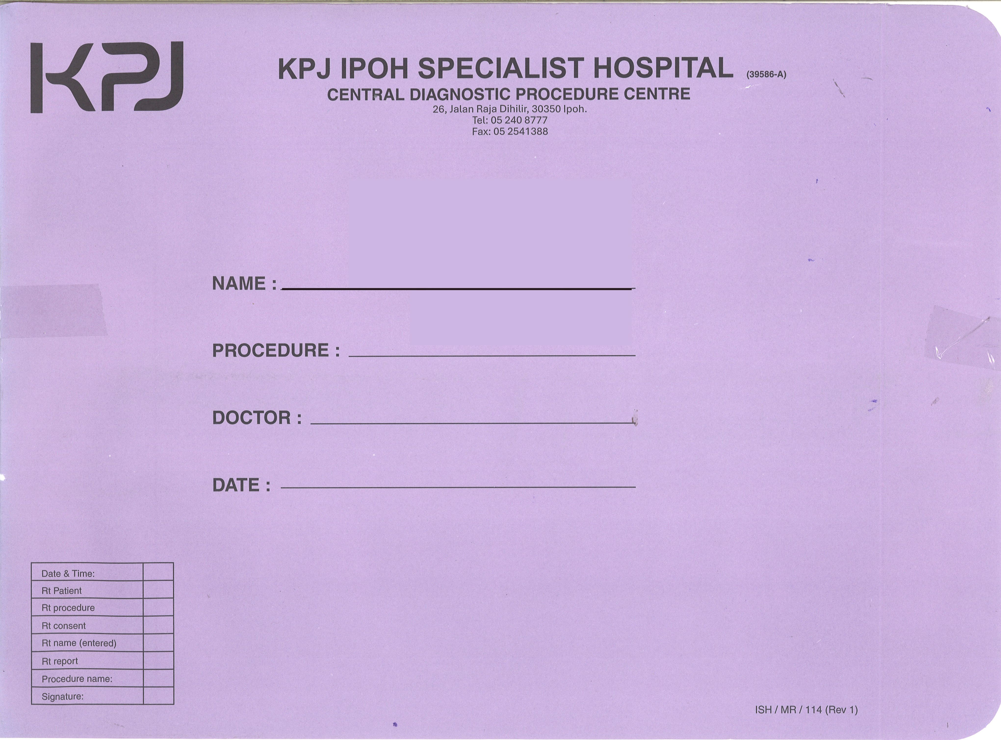 X-RAY ENVELOPE ( CENTRAL DIAGNOSTIC PROCEDURE CENTRE) PURPLE COLOR