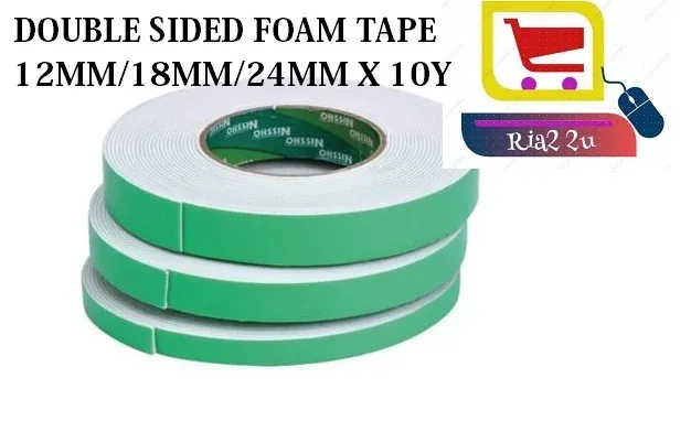 Double Sided Foam Tape / Eva Tape 12mm / 18mm / 24mm x 10y (WHITE / BLACK) RTSB