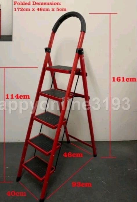OCHA FOLDABLE LADDER RED WITH 4, 5 & 6 STEP - FREE DELIIVERY