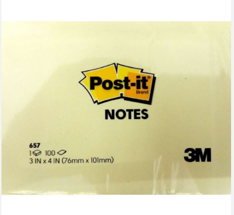 3M Post It Note 657 3" x 4" yellow