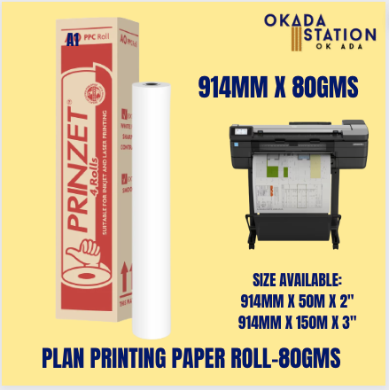 80GMS PLAN PRINTING ROLL 914MM / PLOTTER PAPER ROLL / PRINTING PAPER