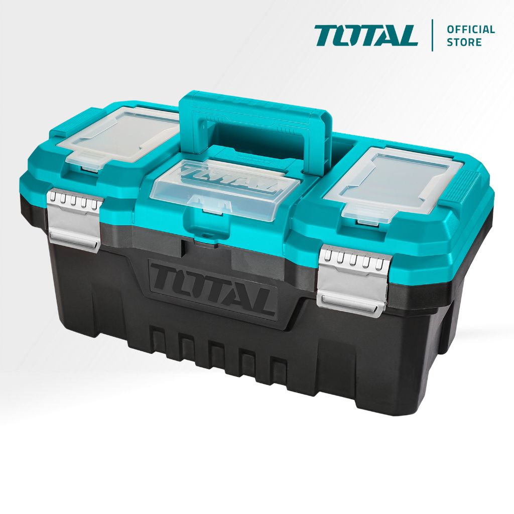 TOTAL PLASTIC TOOL BOX W/METAL BUCKLE + 3 TOP COMPARTMENTS (17"/20"/MAX LOAD 15KG-20KG) TPBX0172/TPBX0202