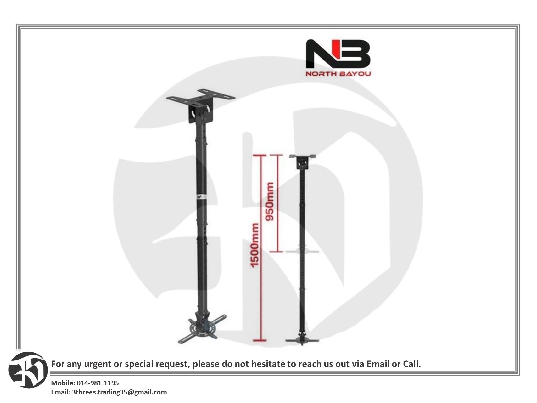 NORTH BAYOU-Universal Projector Bracket-NBT-718-4 (Mount 1.5m)