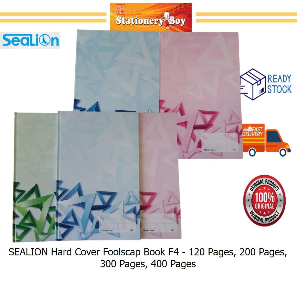 SEALION Hard Cover Foolscap Book F4 / Buku Kulit Keras - 120 pages, 200 pages, 300 pages, 400 pages