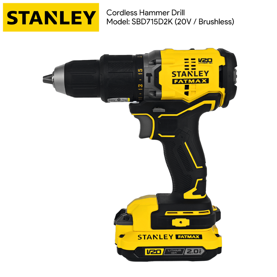 STANLEY FATMAX CORDLESS 20V BRUSHLESS MAMMER DRILL SBD715D2K
