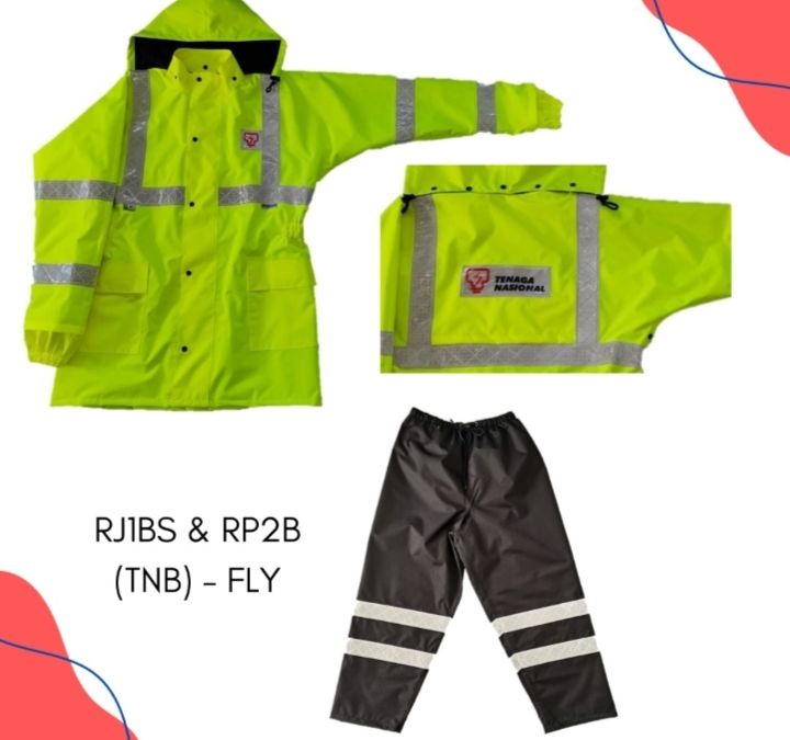 RAINCOAT SUIT (TNB) RJBS @ RP2B - FLY WITH PANT & REFLECTOR LOGO AND WORDING- ORDER TO MAKE