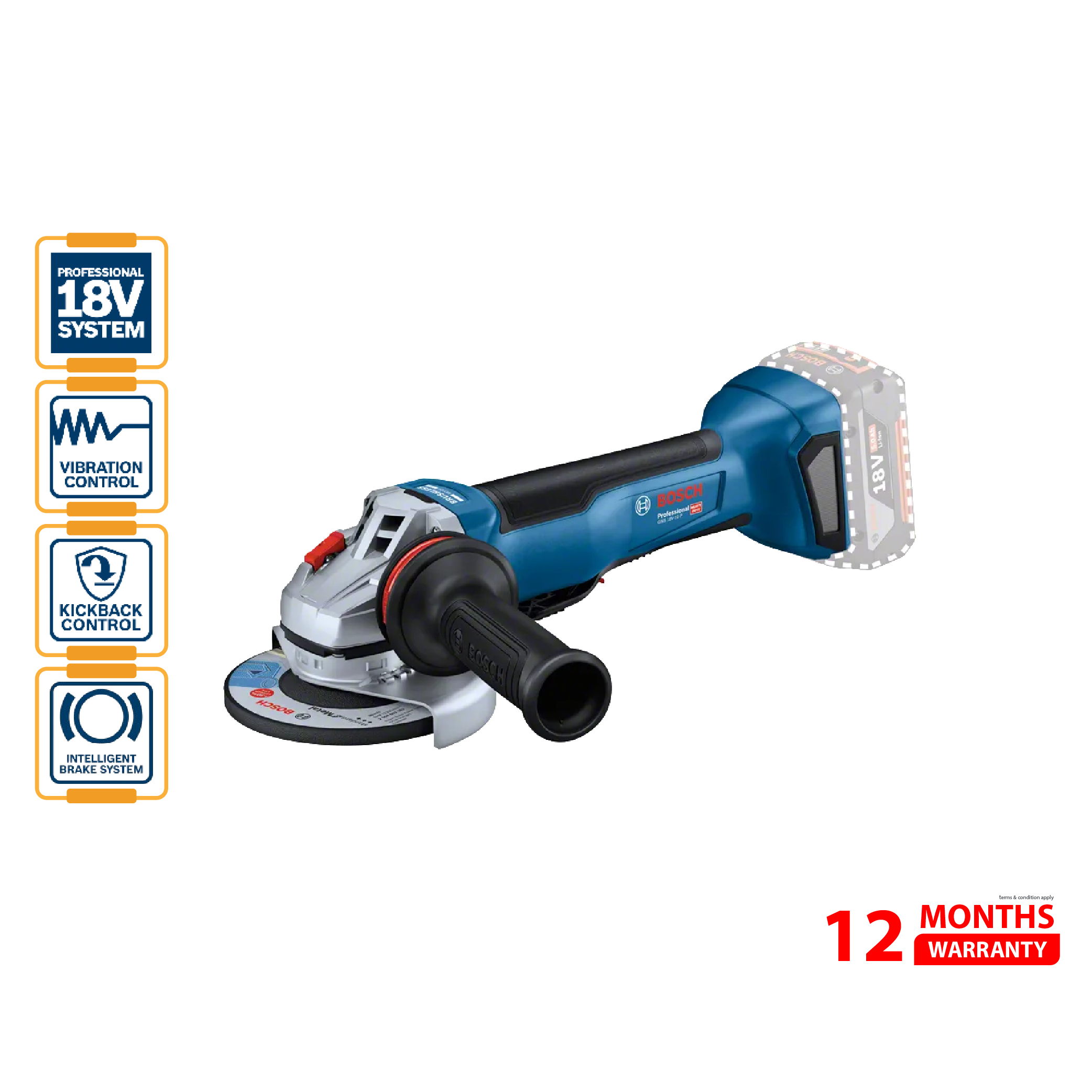 BOSCH GWS 18V-10 P Cordless Angle Grinder With Paddle Switch (Solo) 鈥�06019J41K0