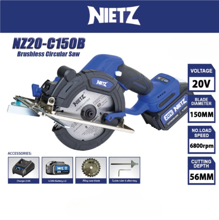 NIETZ NZ20-C150B 20V BRUSHLESS CORDLESS CIRCULAR SAW