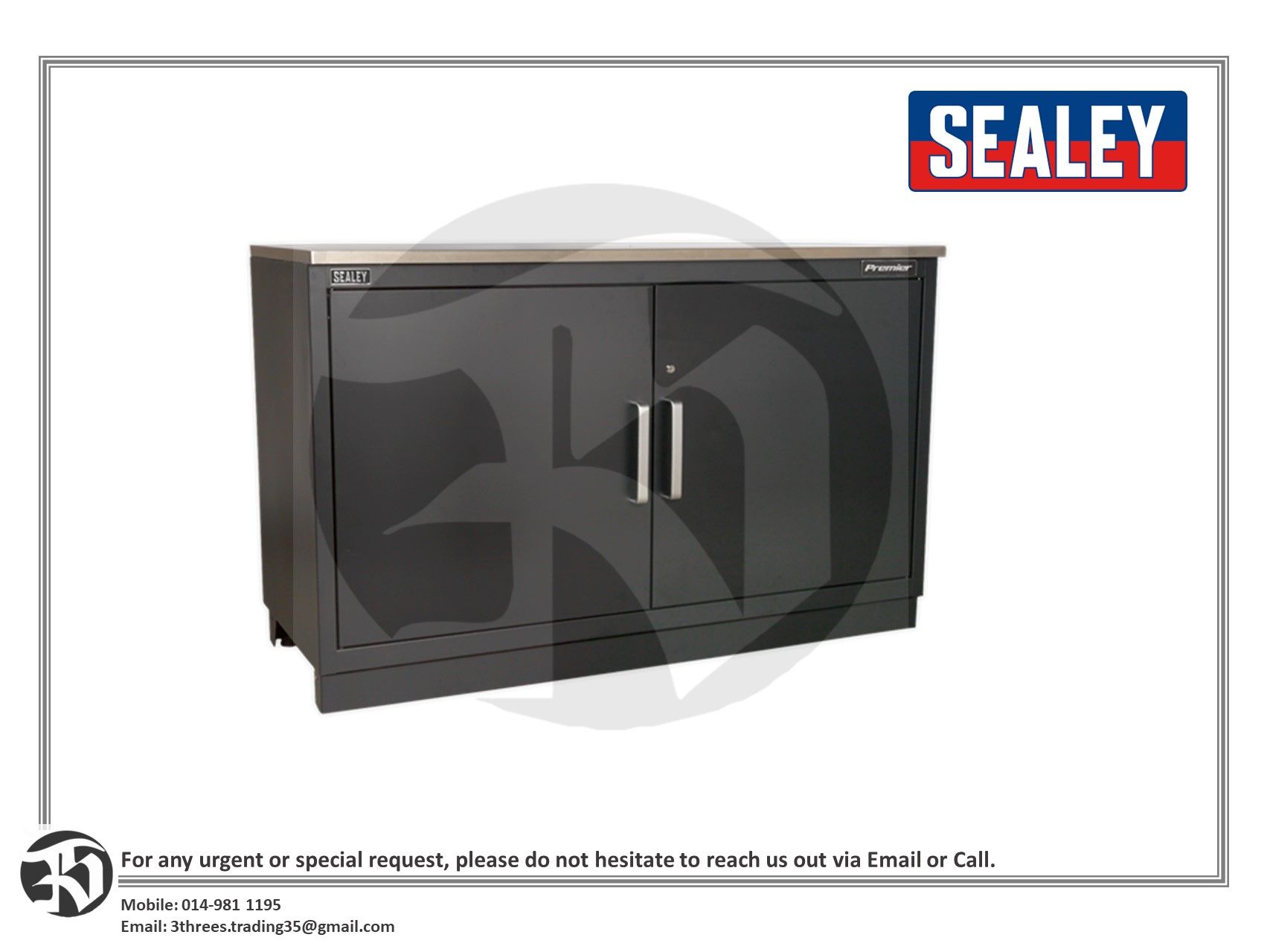 Sealey APMS02 Heavy-Duty Modular Floor Cabinet, 2 Door, 1550mm