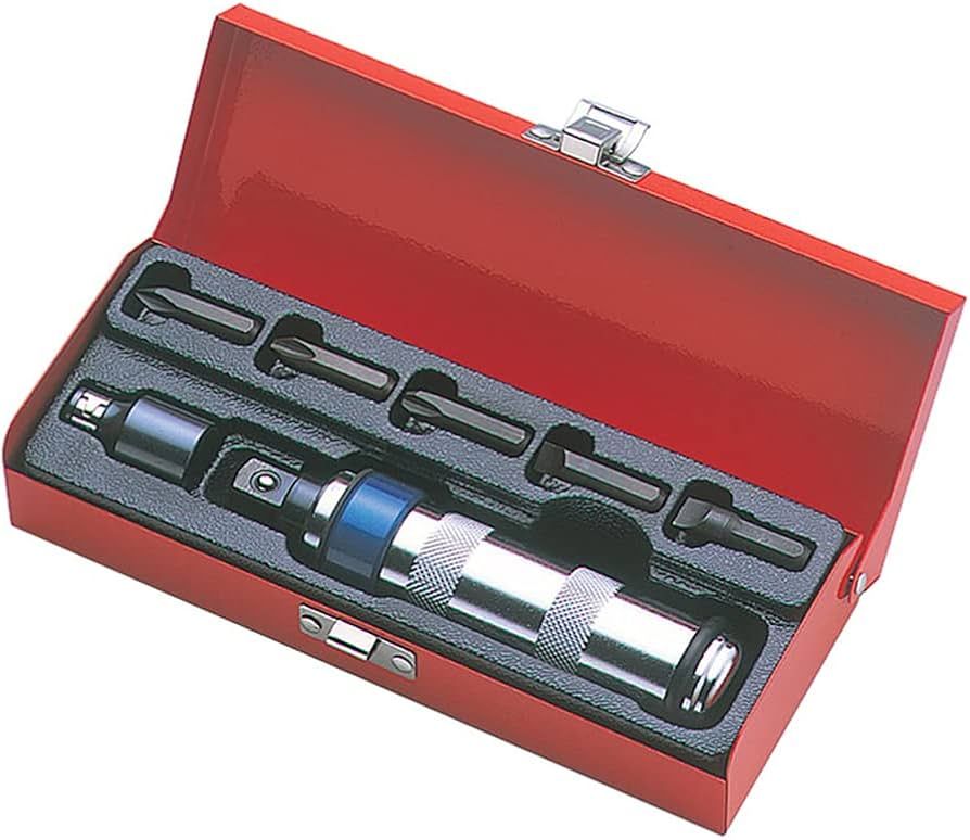 ANEX No.1901 Heavy Duty Impact Driver set (1/2") with 5 Heavy Duty Hex bits with metal storage case Made In Japan