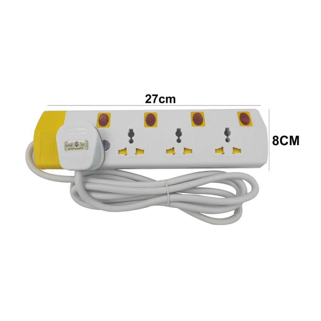 4 GANG Extension Plug 2 Meter (International Socket)