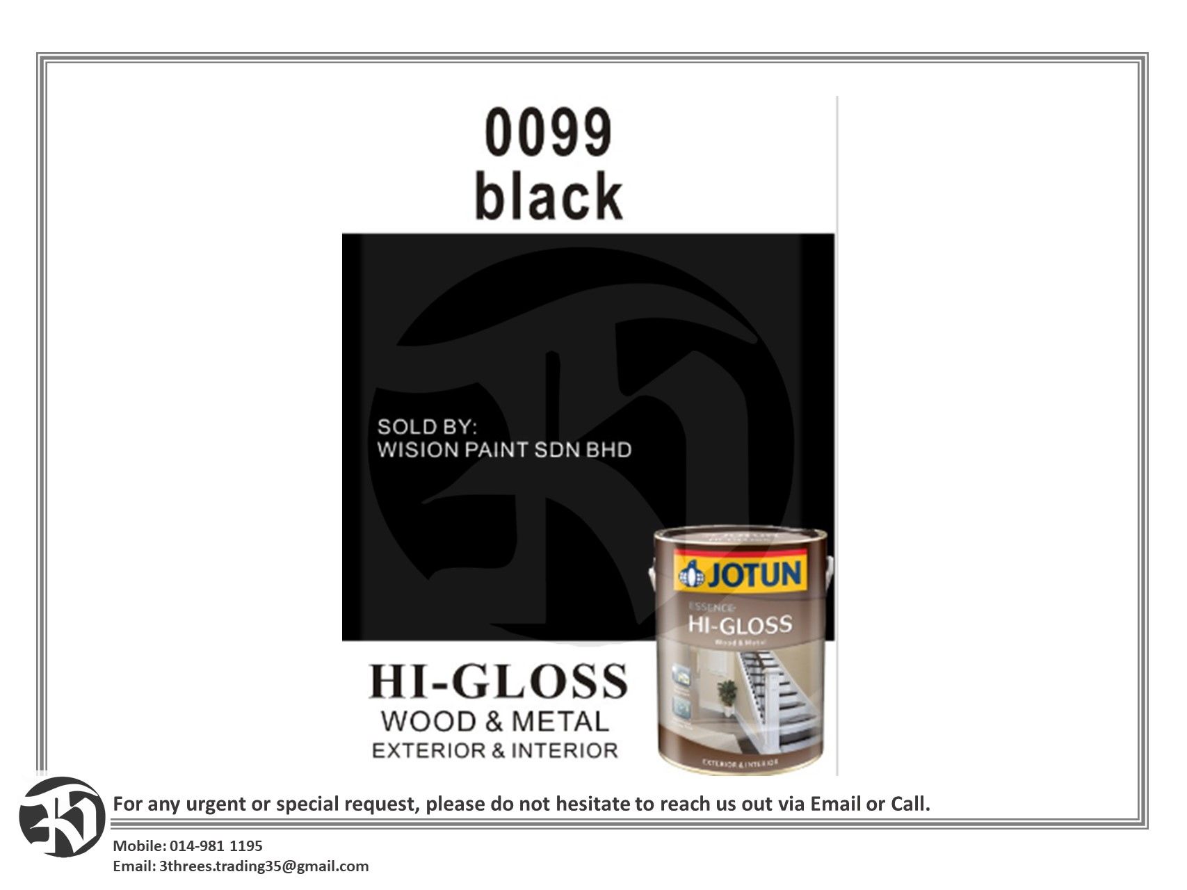 BLACK (5L) JOTUN ESSENCE HI-GLOSS PAINT