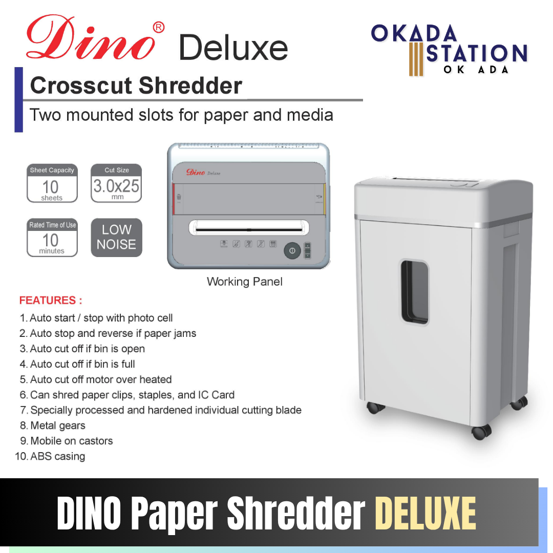 Dino Deluxe Paper Shredder - Cross Cut / DINO / Paper Shredder / Deluxe Paper Shredder / Dino Deluxe / Mesin Pencincang / Mesin Potong Kertas