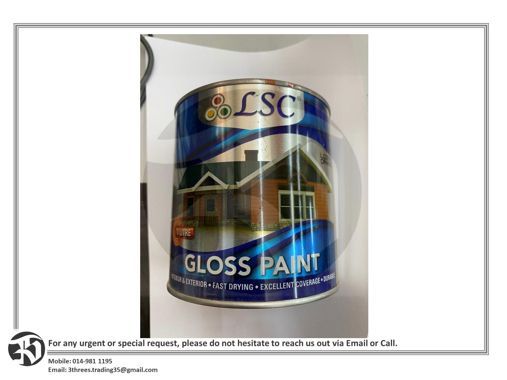LSC High Gloss Paint For Wood And Metal with Alkyd Finish 1L - Signal Red 6613