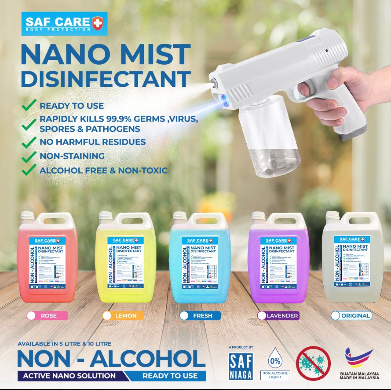 Safcare SAF CARE Nano Mist Disinfectant with Fragrance (5 Litre)