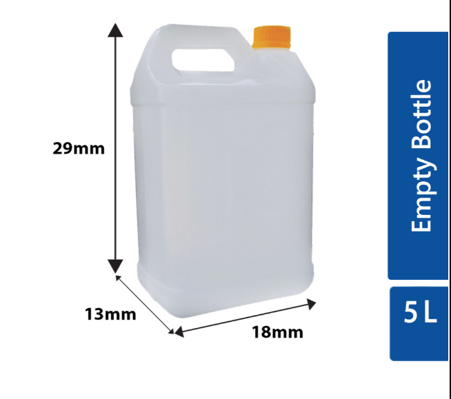 ok 5 Liter 5L Plastic Empty Bottle, HDPE Container, Water Tank, Tong Air Drum, Bekas Minuman, Tong Minyak