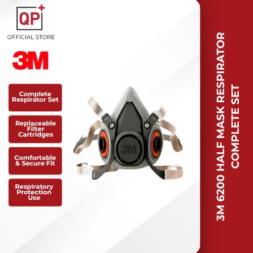 3M 6200 HALF MASK RESPIRATOR COMPLETE SET  |SET LENGKAP TOPENG PERNAFASAN | 全套呼吸防护面罩 + 滤芯-