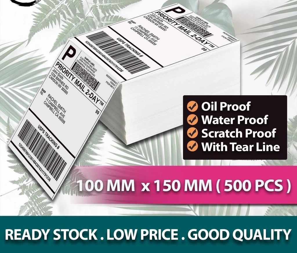 A6 Thermal Sticker Thermal Label Sticker FOLD 100mm*150mm Thermal Paper Airway Bill Courier Bag Shipping Label