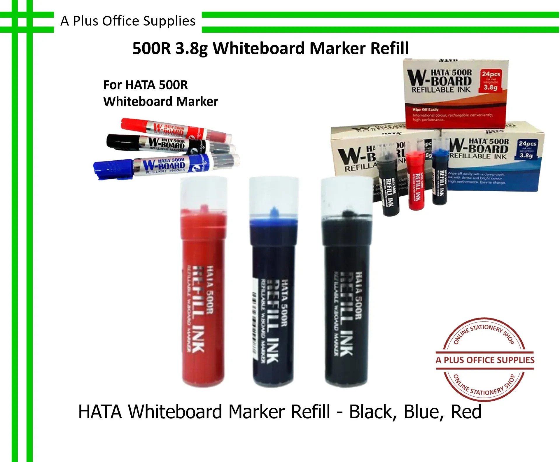 HATA Whiteboard Marker Refill 3.8G 500R / Isian Semula Pen Marker Papan Putih
