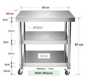 KIZZY HEAVY DUTY STAINLESS STEEL 3T WORKING TABLE MEJA STORAGE WITH WHEEL