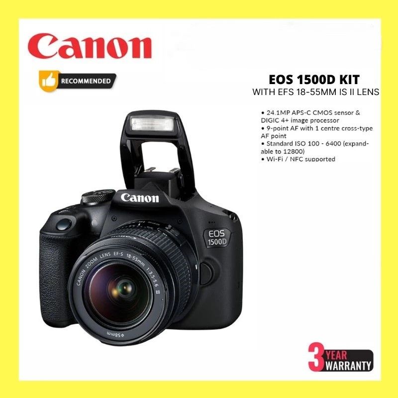 Canon DSLR EOS 1500D With EFS 18-55mm IS II Lens 3 Years Original Canon Malaysia Warranty